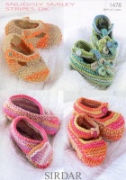Knitting Pattern - Sirdar 1478 - Snuggly Smiley Stripes DK - Shoes